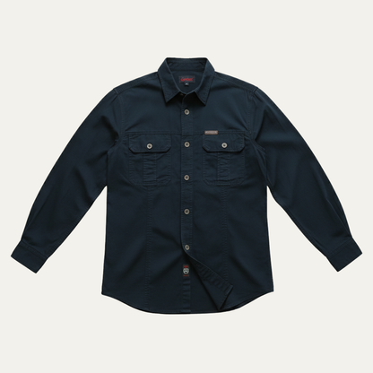 Men's Soft Cargo Shirt Multi Pocket Solid Color Cotton