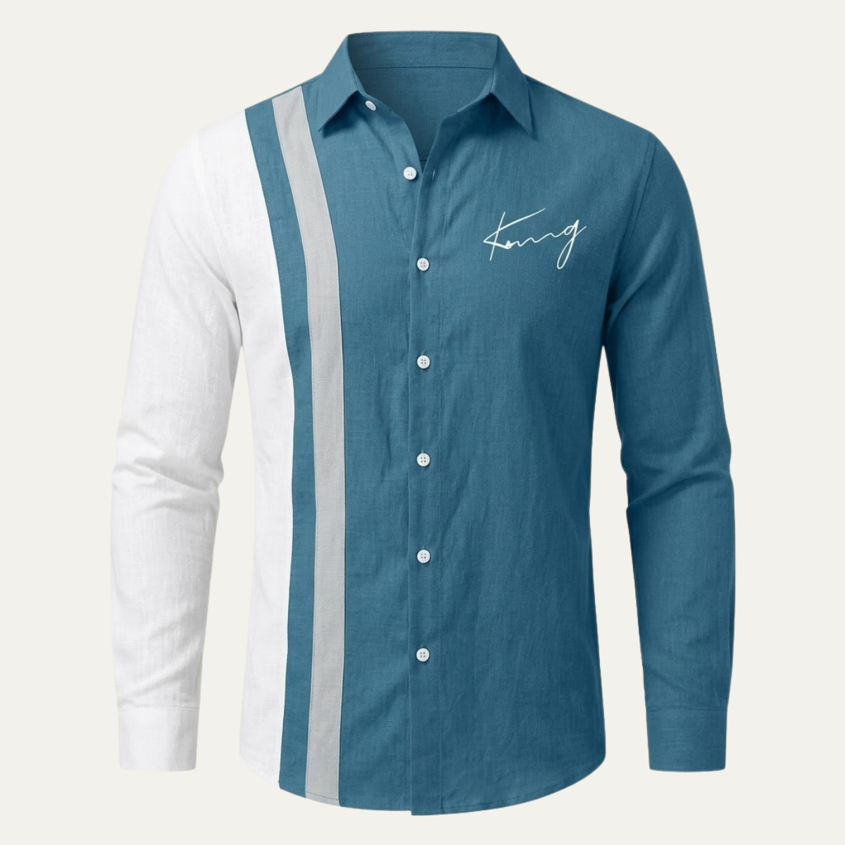 Men's Color Block Striped Dress Shirt - Fashinoza