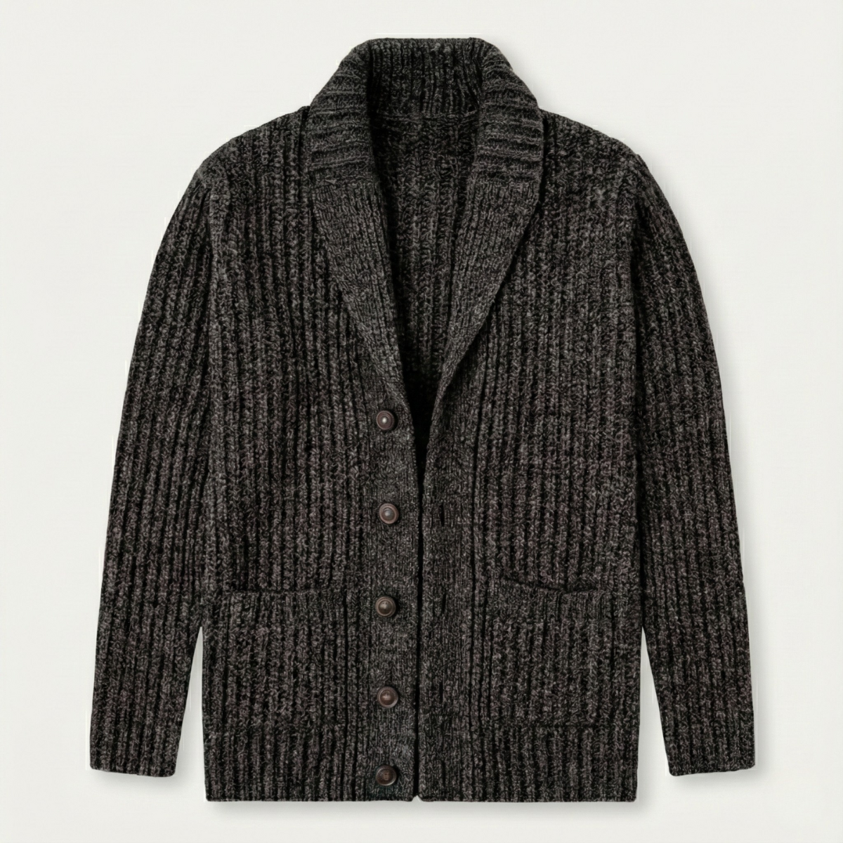 Men's Chunky Knit Cardigan Shawl Collar