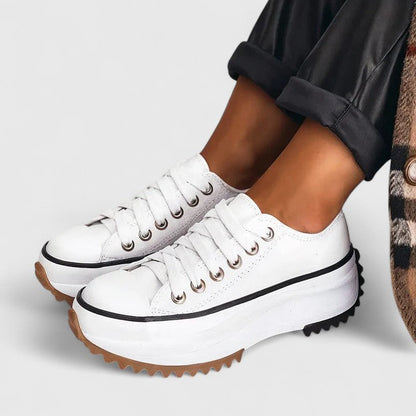 Canvas Platform Lace-Up Sneakers