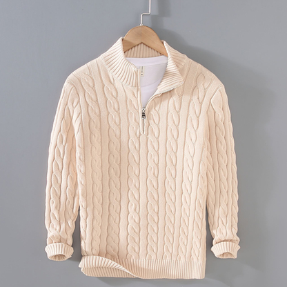 Men's Knit Cable Sweater Quarter Zip