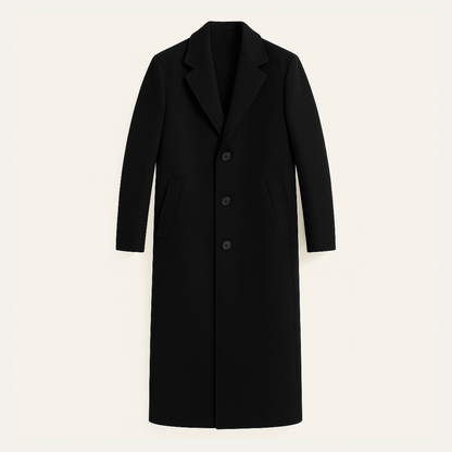 Men's Wool Single Breasted Coat Black - Fashinoza