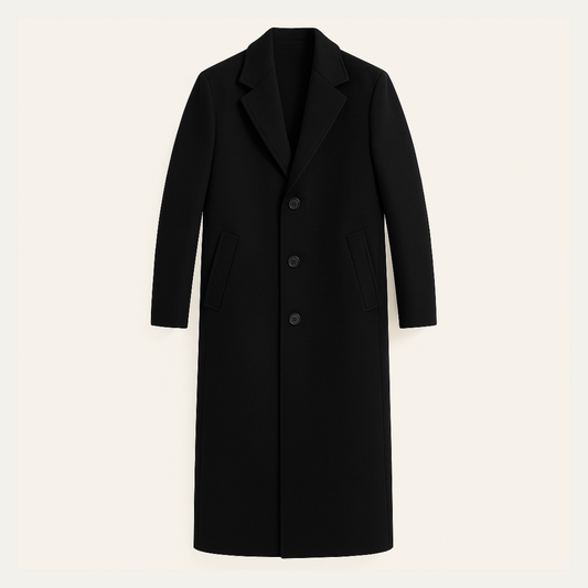 Men's Wool Single Breasted Coat Black - Fashinoza
