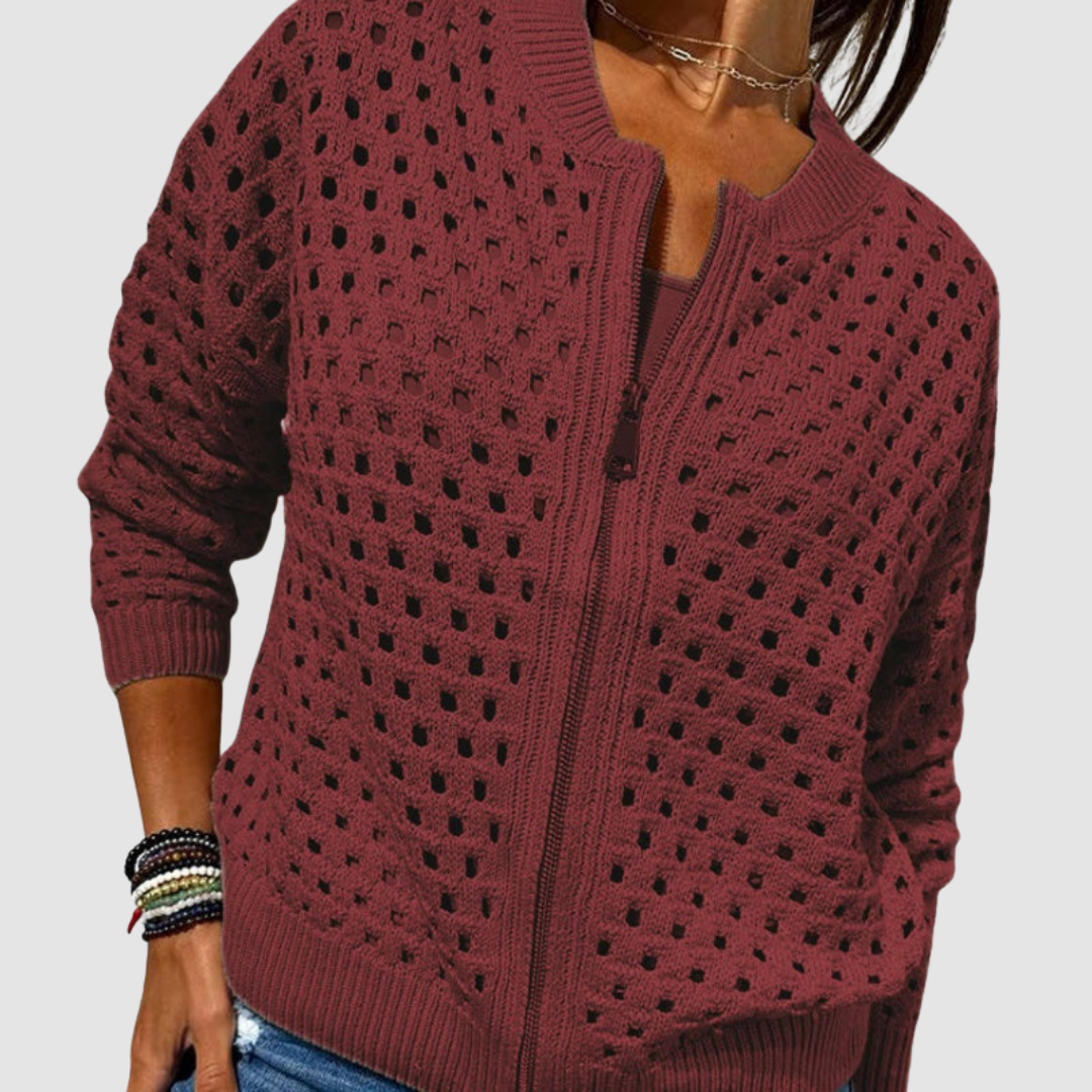 Breezy Zip-Front Knit Cardigan