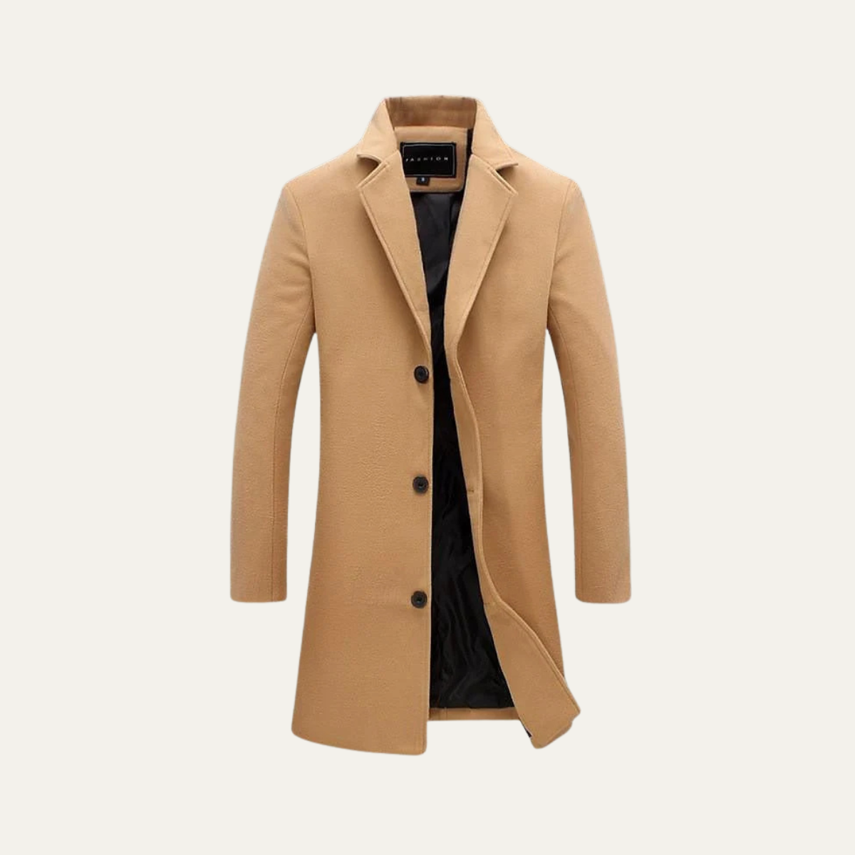 Men's Wool Single Breasted Camel Coat - Fashinoza