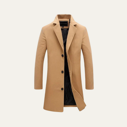 Men's Wool Single Breasted Camel Coat - Fashinoza