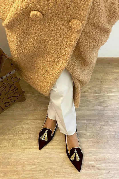 Women's Pointed Loafers Tassel Detail