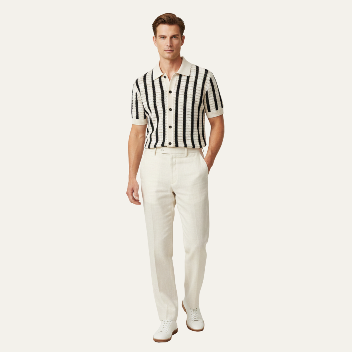 Bristol Men's Knitted Polo Shirt Breathable Striped
