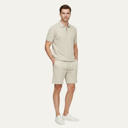 Men's Casual Summer Set Shirt And Shorts Solid Color