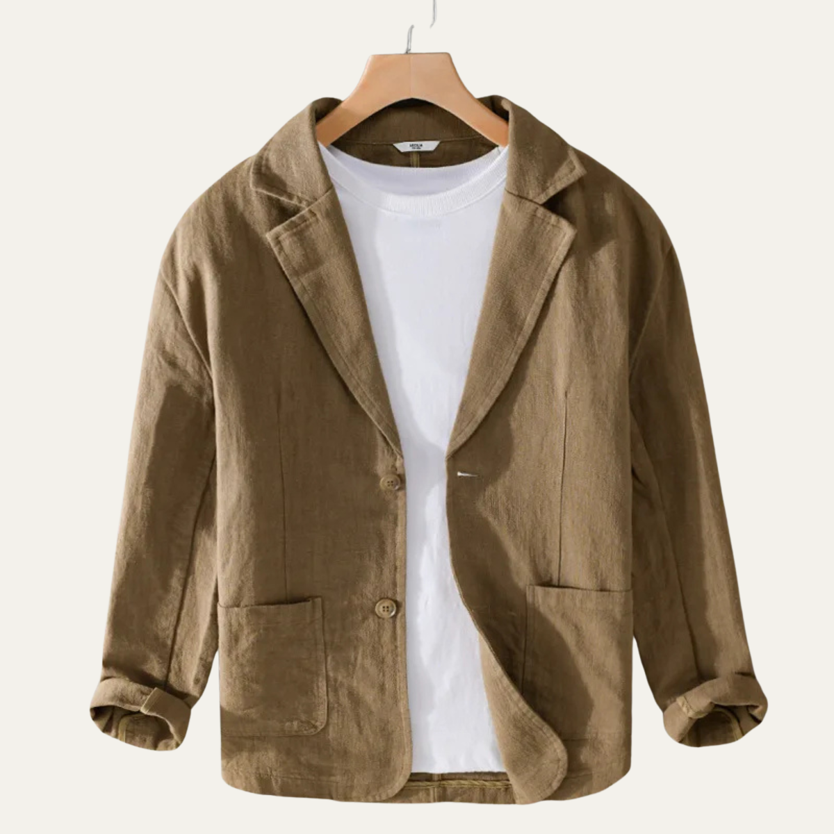 Men's Linen Blazer Solid Color Casual - Fashinoza