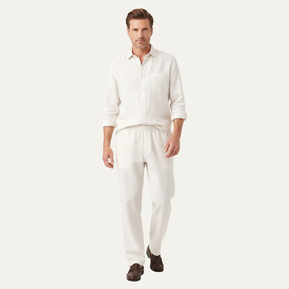 Men's Linen Shirt And Pants Oversized Set