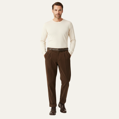 Men's Formal Pleated Straight Leg Pants High Waist