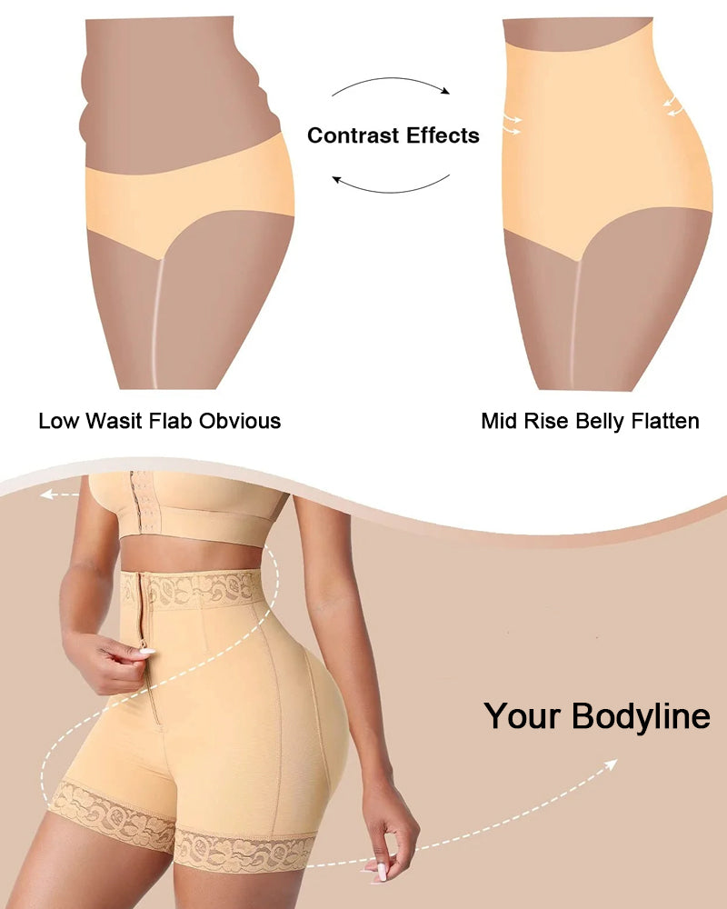 Women's High Waist Shapewear Shorts Zipper Closure