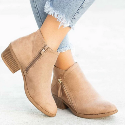 Women's Side Zip Block Heel Ankle Orthopedic  Boots