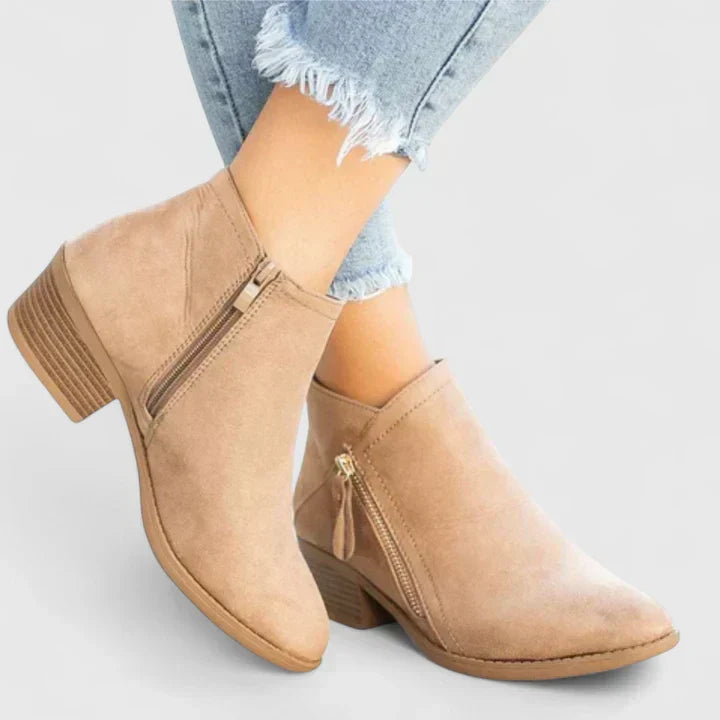 Women's Side Zip Block Heel Ankle Orthopedic  Boots