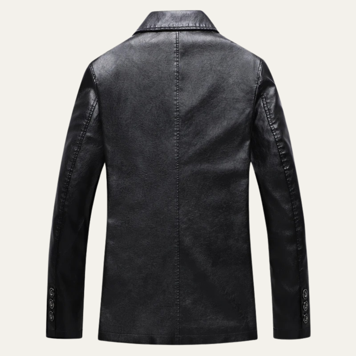 Men's Leather Button Up Winter Jacket