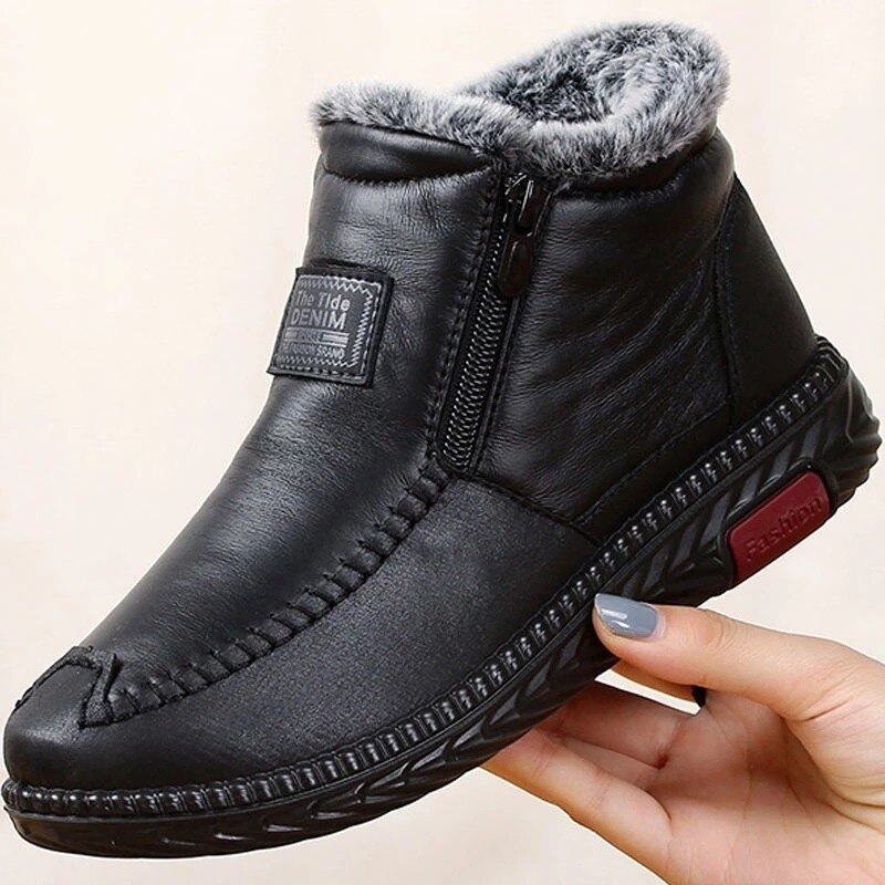 Women's Non-Slip Leather Winter Boots - 
Fashinoza