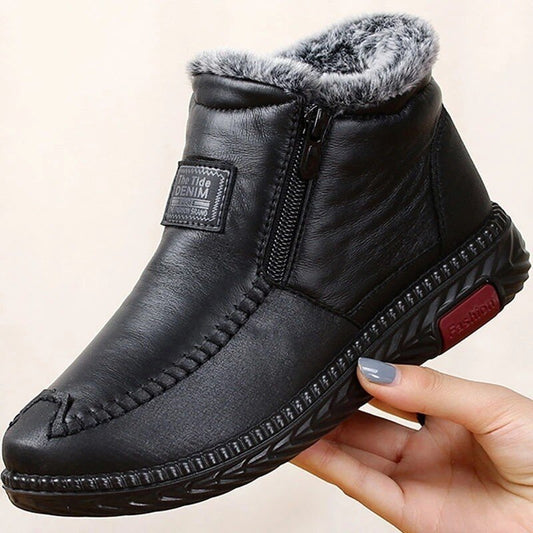 Women's Non-Slip Leather Winter Boots - 
Fashinoza