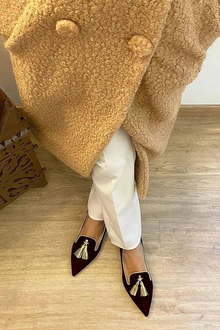 Women's Pointed Toe Tassel Loafers