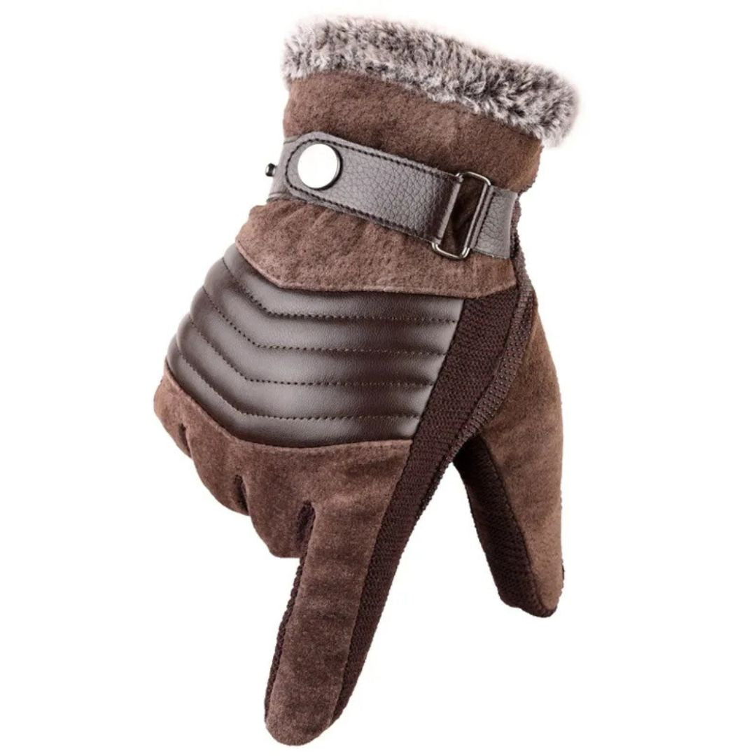 Men's Winter Gloves Touch Screen Genuine Leather Strap