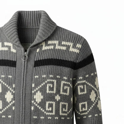 Men's Vintage Knit Cardigan Shawl Collar Thick Winter