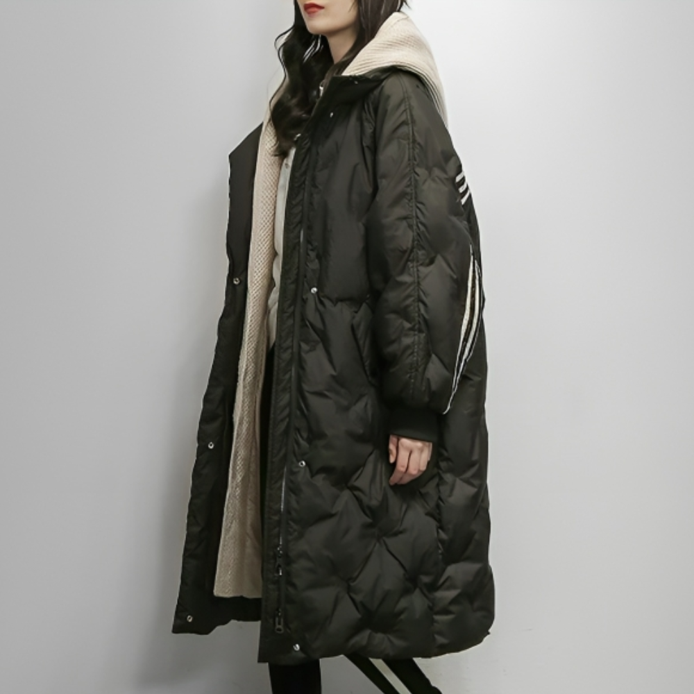 Gabrielle | Women’s Warm Hooded Quilted Long Coat