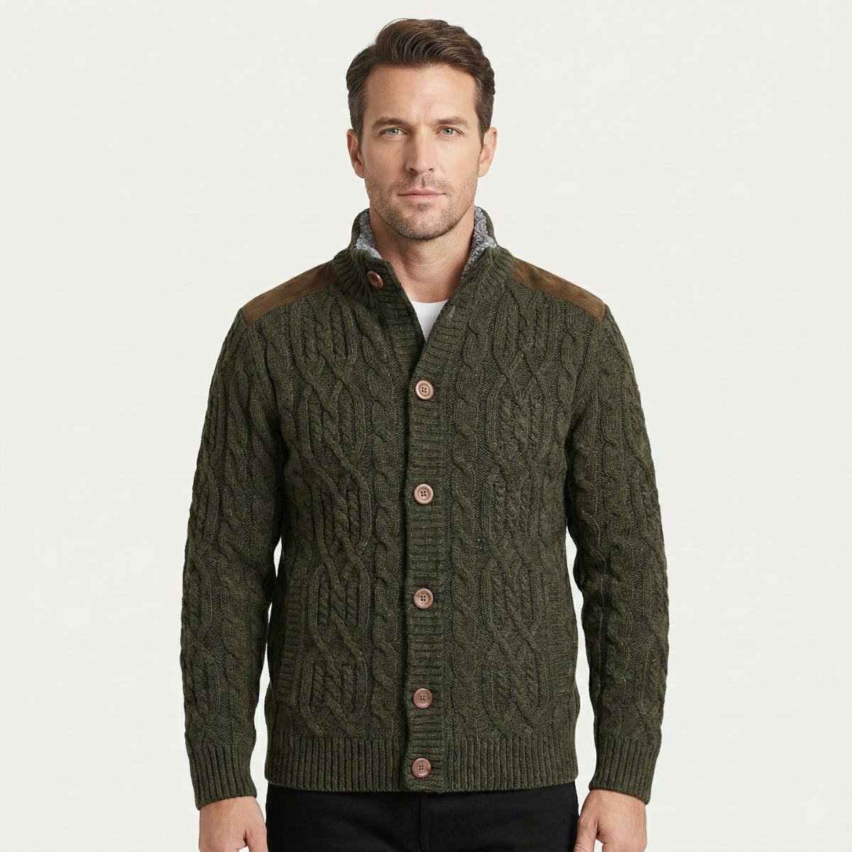 Maplewood Men's Wool Cardigan Fleece Lined