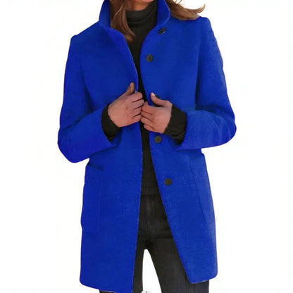 Women's Wool Coat Tailored Single Breasted Black