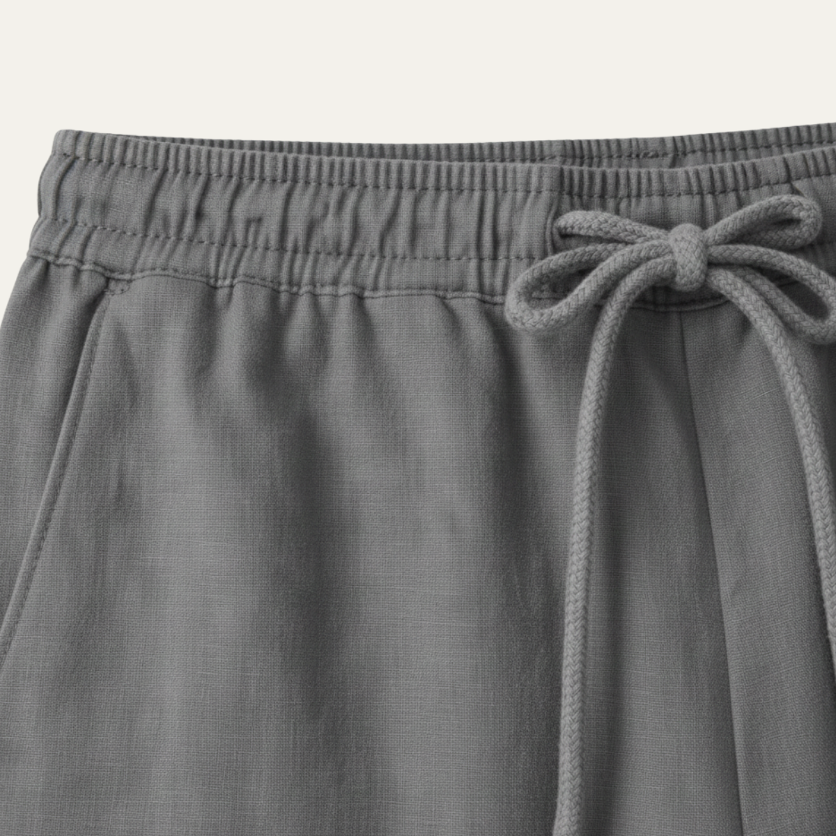Men's Linen Drawstring Pants Breathable Relaxed Fit Beige
