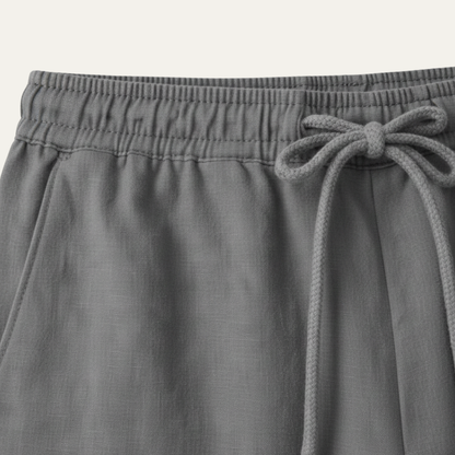 Men's Linen Drawstring Pants Breathable Relaxed Fit Beige