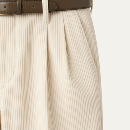 Men's Formal Pleated Straight Leg Pants High Waist