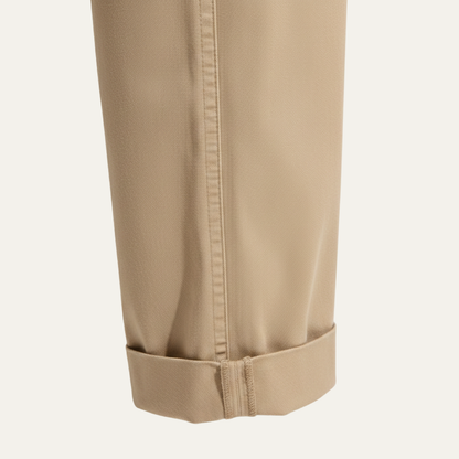 Men's Double Pleated Straight Leg Pants Casual Cotton