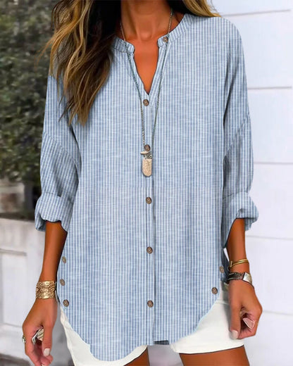Ivy | Women Spring Striped Button Front Blouse Top