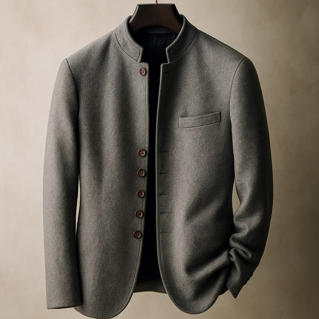 Marsimo Men's Wool Stand Collar Jacket - 
Fashinoza