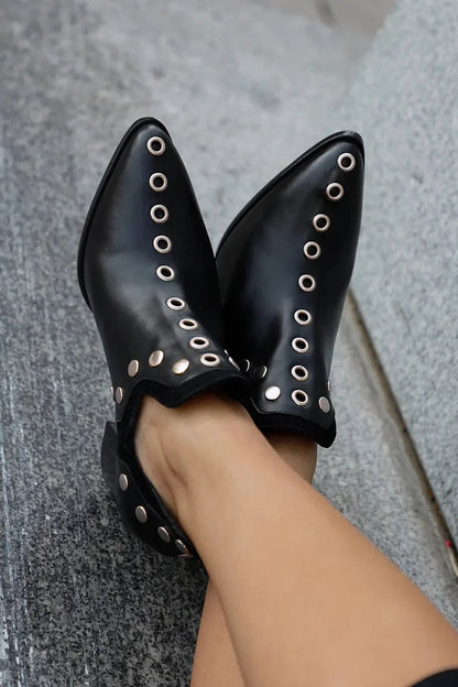 Women's Studded Wide Heel Boots