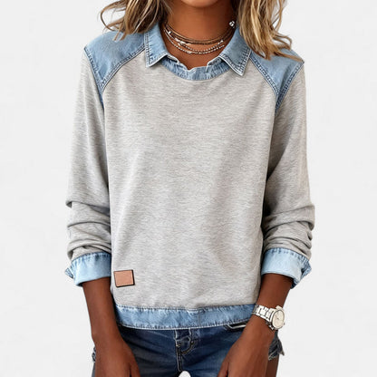 Women's Long Sleeve Sweater Layered Collar