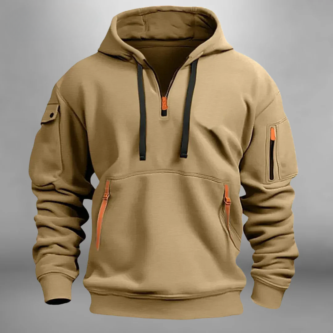 Men's Quarter Zip Multi Pocket Hoodie