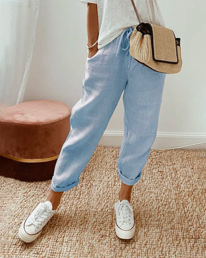 Linen Casual Pants Breathable Beige