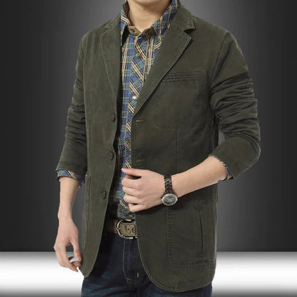 Men's Slim Fit Cotton Blazer Lightweight Beige