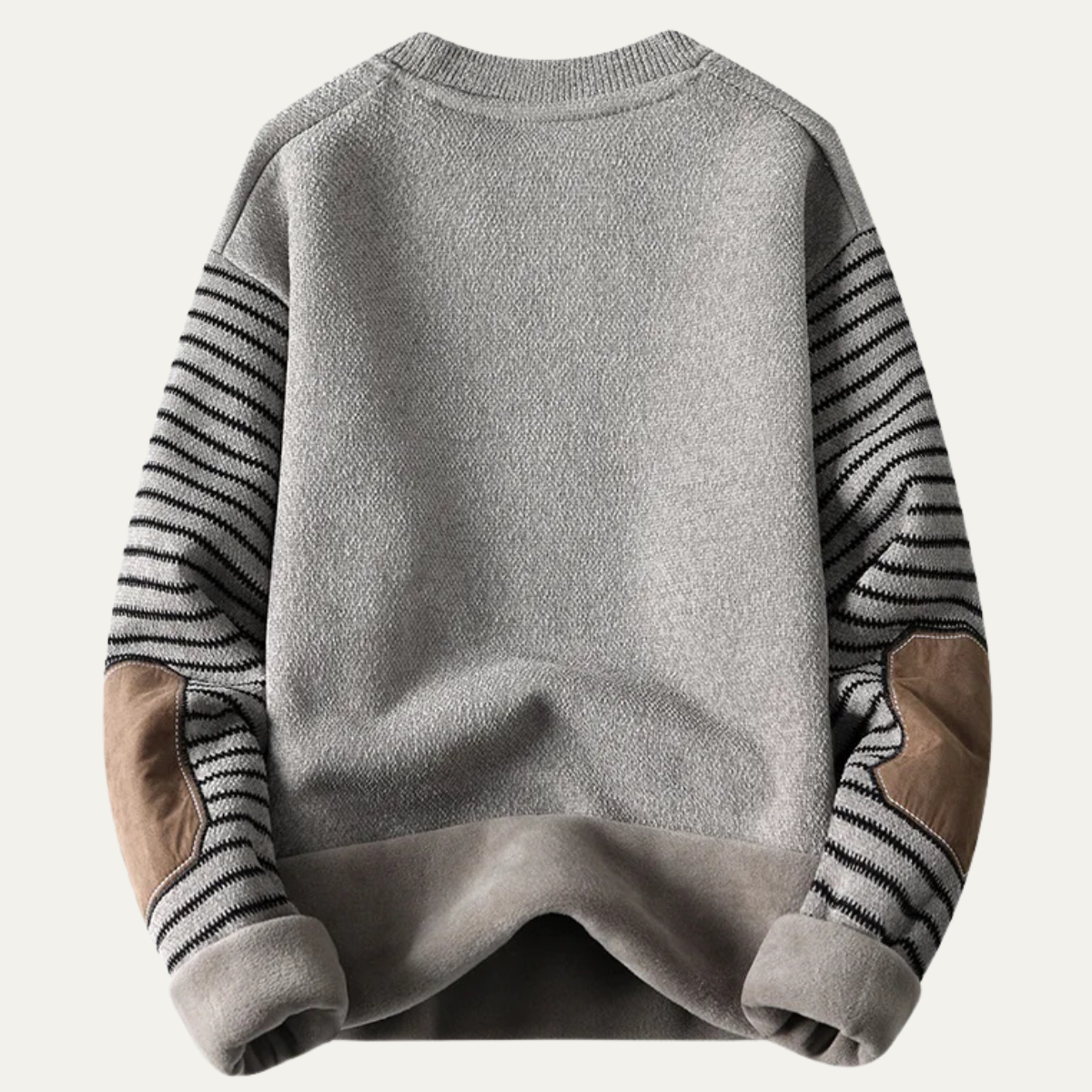 Men's Patchwork Knit Sweater Round Neck Warm Winter