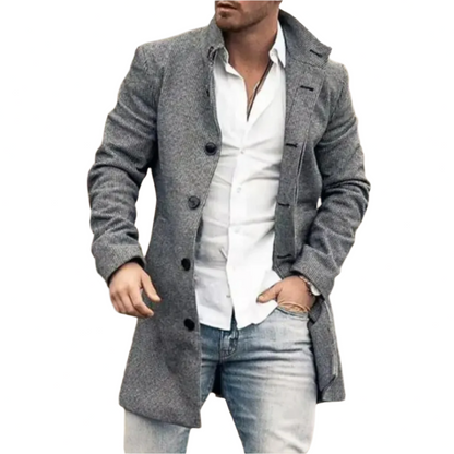 Men's Winter Coat Button Front With Pockets - Fashinoza