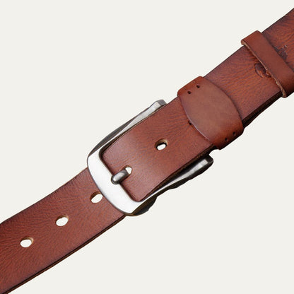 Men's Vintage Leather Belt Cowhide Brown