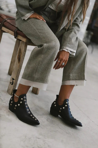 Women's Pointed Toe Ankle Boots Stud Detail