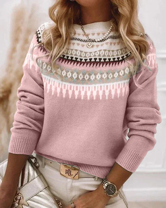 Women's Long Sleeved Printed Sweater