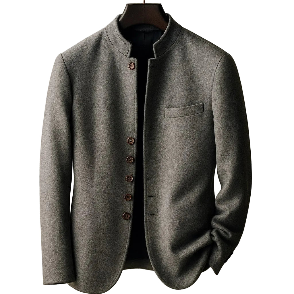 Marcello Men's Wool Stand Collar Jacket - 
Fashinoza