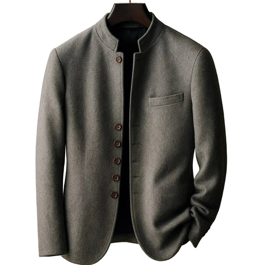 Marcello Men's Wool Stand Collar Jacket - 
Fashinoza