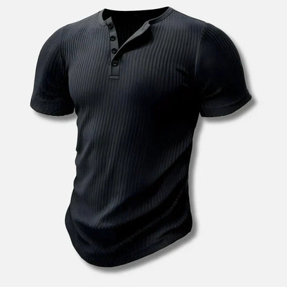 Men's Slim Fit Henley Shirt Button Front Cotton - Fashinoza