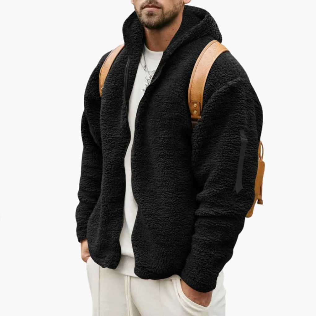 Men's Fleece Hooded Jacket Full Zipper
