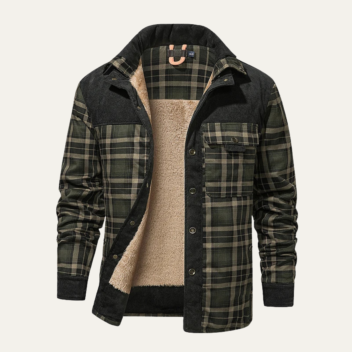 Men's Plaid Flannel Jacket Multi Pocket - Fashinoza