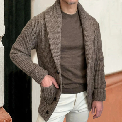 Aldercrest Men's Knitted Cardigan Shawl Collar Chunky Button Up